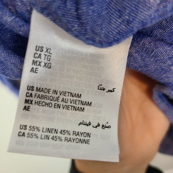 INC International Concepts Mens XL Blue Linen Blend Long Sleeves Button Up Shirt - Picture 7 of 8